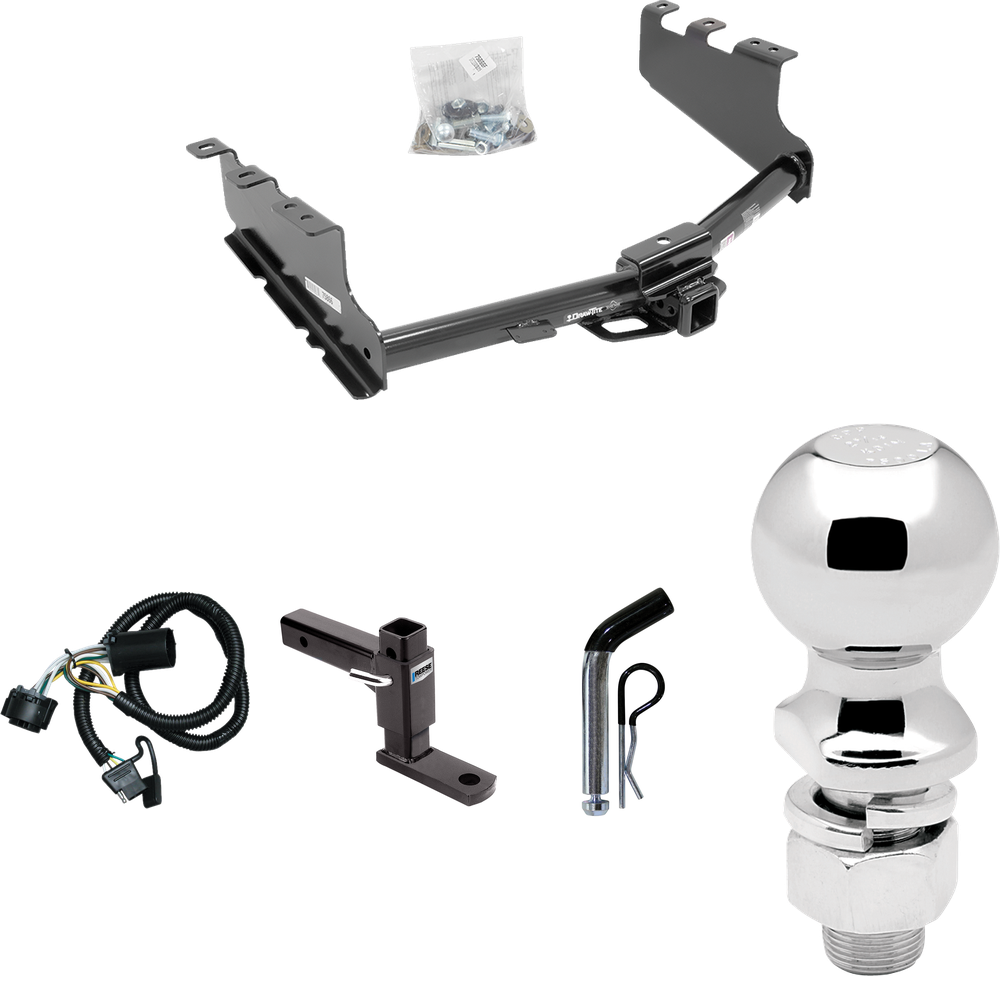 Fits 2019-2019 GMC Sierra 1500 LD (Old Body) Trailer Hitch Tow PKG w/ 4-Flat Wiring + Adjustable Drop Rise Ball Mount + Pin/Clip + 2-5/16" Ball By Draw-Tite