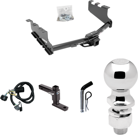 Fits 2019-2019 GMC Sierra 1500 LD (Old Body) Trailer Hitch Tow PKG w/ 4-Flat Wiring + Adjustable Drop Rise Ball Mount + Pin/Clip + 2-5/16" Ball By Draw-Tite