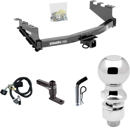 Fits 2014-2018 GMC Sierra 1500 Trailer Hitch Tow PKG w/ 4-Flat Wiring + Adjustable Drop Rise Ball Mount + Pin/Clip + 2-5/16" Ball By Draw-Tite