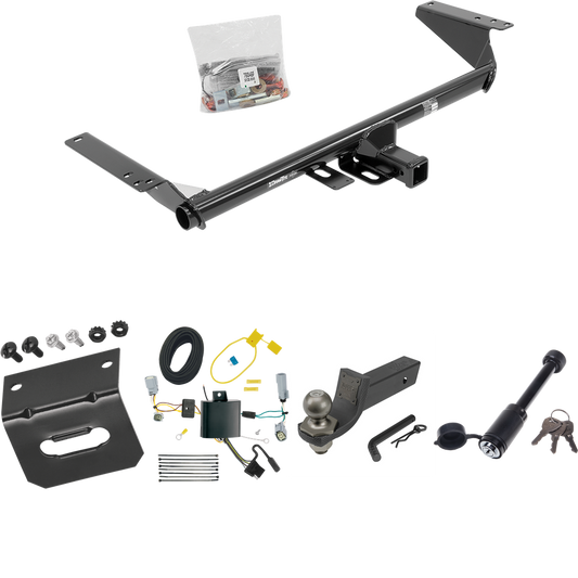 Fits 2017-2020 Chrysler Pacifica Trailer Hitch Tow PKG w/ 4-Flat Wiring + Interlock Tactical Starter Kit w/ 2" Drop & 2" Ball + Tactical Dogbone Lock + Wiring Bracket (For Touring Models) By Draw-Tite