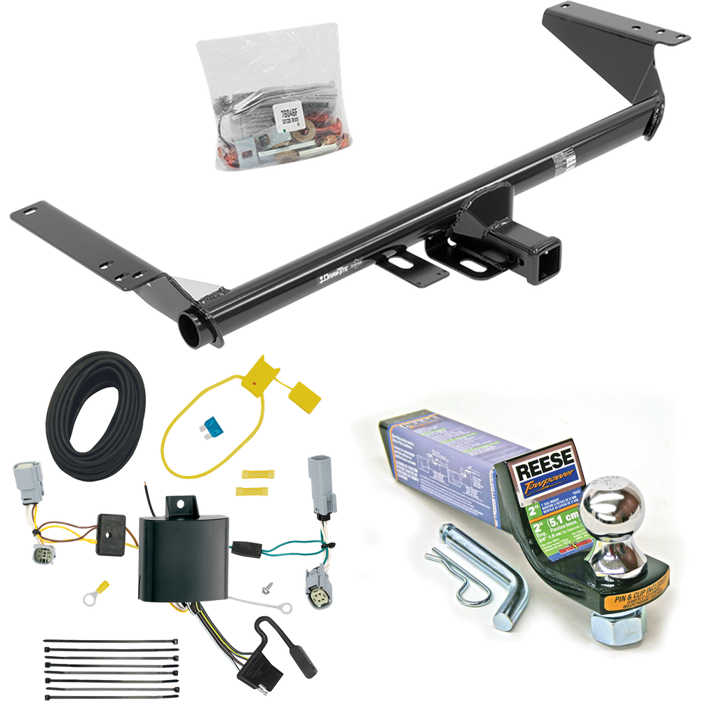 Fits 2017-2020 Chrysler Pacifica Trailer Hitch Tow PKG w/ 4-Flat Wiring + Starter Kit Ball Mount w/ 2" Drop & 1-7/8" Ball (For LX Models) By Draw-Tite