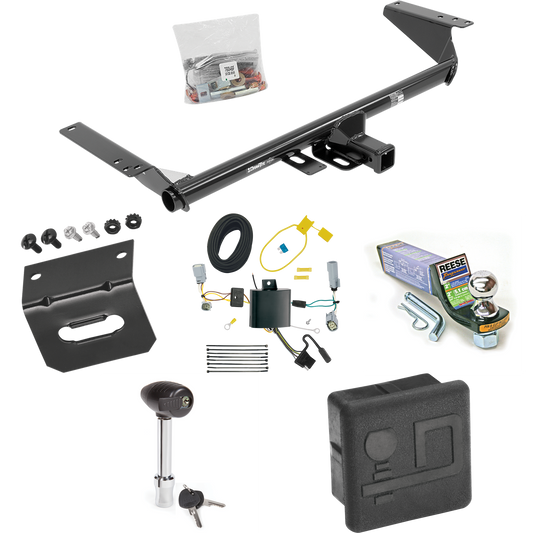 Fits 2022-2023 Chrysler Grand Caravan Trailer Hitch Tow PKG w/ 4-Flat Wiring + Starter Kit Ball Mount w/ 2" Drop & 1-7/8" Ball + Wiring Bracket + Hitch Lock + Hitch Cover (For (Canada Only) Models) By Draw-Tite