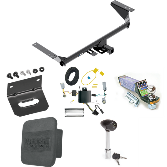 Fits 2017-2020 Chrysler Pacifica Trailer Hitch Tow PKG w/ 4-Flat Wiring + Starter Kit Ball Mount w/ 2" Drop & 1-7/8" Ball + Wiring Bracket + Hitch Lock + Hitch Cover (For LX Models) By Reese Towpower