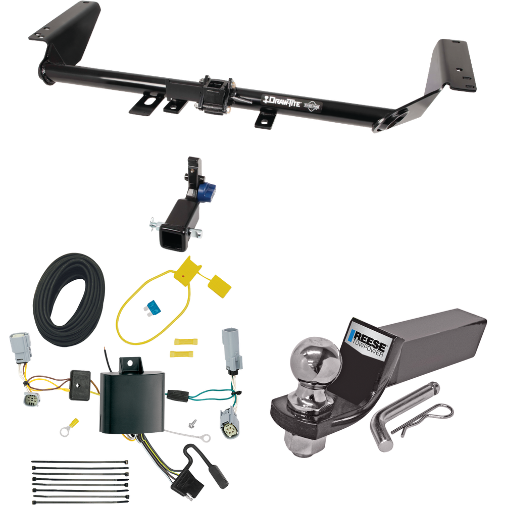 Fits 2017-2020 Chrysler Pacifica Trailer Hitch Tow PKG w/ 4-Flat Wiring + Starter Kit Ball Mount w/ 2" Drop & 2" Ball (For LX Models) By Draw-Tite