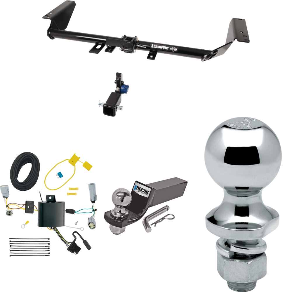 Fits 2020-2023 Chrysler Voyager Trailer Hitch Tow PKG w/ 4-Flat Wiring + Starter Kit Ball Mount w/ 2" Drop & 2" Ball + 1-7/8" Ball By Draw-Tite