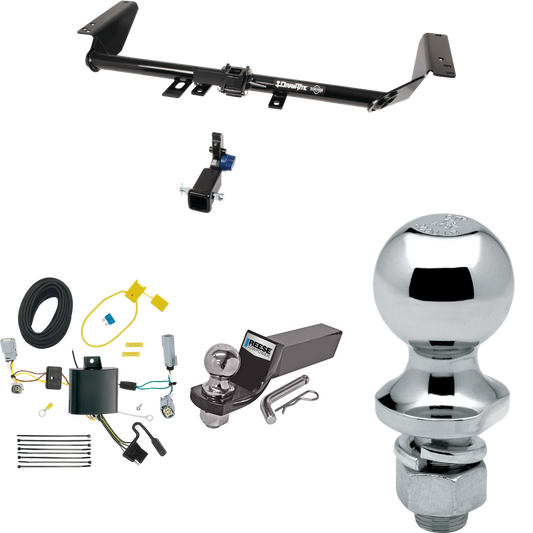 Fits 2020-2023 Chrysler Voyager Trailer Hitch Tow PKG w/ 4-Flat Wiring + Starter Kit Ball Mount w/ 2" Drop & 2" Ball + 1-7/8" Ball By Draw-Tite