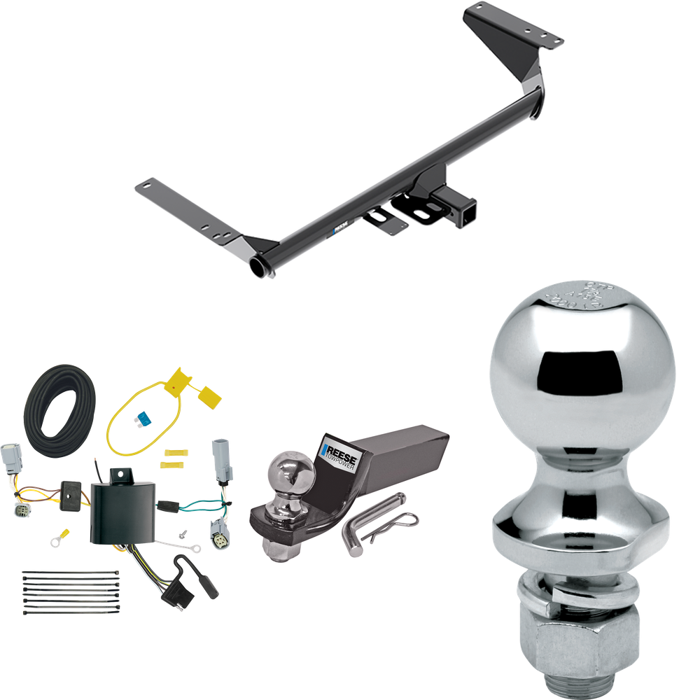 Fits 2017-2020 Chrysler Pacifica Trailer Hitch Tow PKG w/ 4-Flat Wiring + Starter Kit Ball Mount w/ 2" Drop & 2" Ball + 1-7/8" Ball (For LX Models) By Reese Towpower