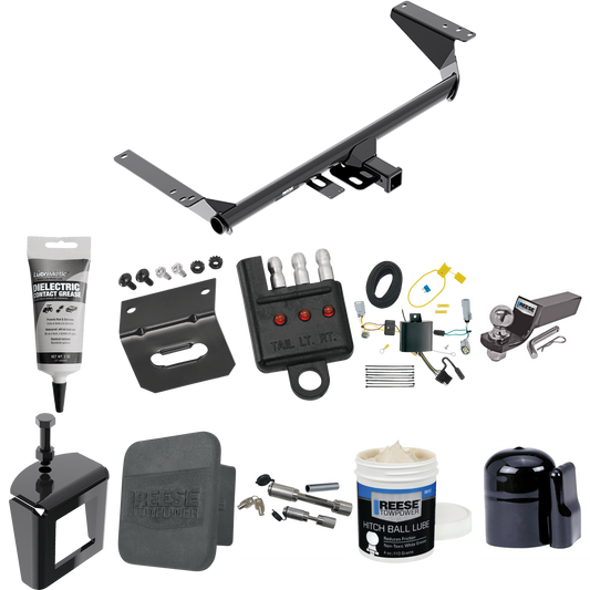 Fits 2017-2020 Chrysler Pacifica Trailer Hitch Tow PKG w/ 4-Flat Wiring + Starter Kit Ball Mount w/ 2" Drop & 2" Ball + 1-7/8" Ball + Wiring Bracket + Dual Hitch & Coupler Locks + Hitch Cover + Wiring Tester + Ball Lube + Electric Grease + Ball Wrenc