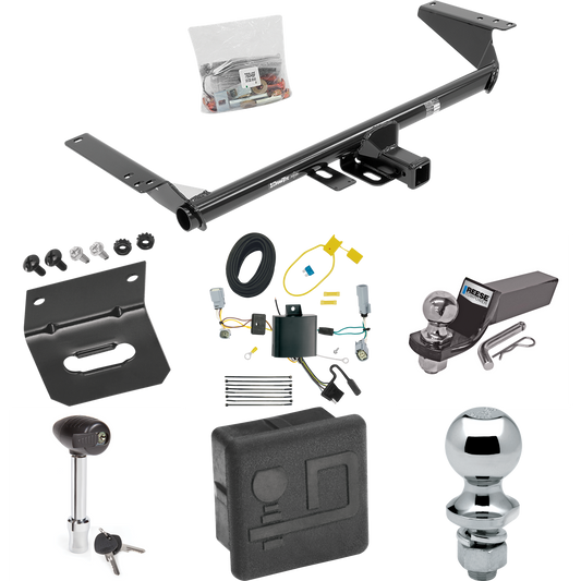 Fits 2022-2023 Chrysler Grand Caravan Trailer Hitch Tow PKG w/ 4-Flat Wiring + Starter Kit Ball Mount w/ 2" Drop & 2" Ball + 1-7/8" Ball + Wiring Bracket + Hitch Lock + Hitch Cover (For (Canada Only) Models) By Draw-Tite