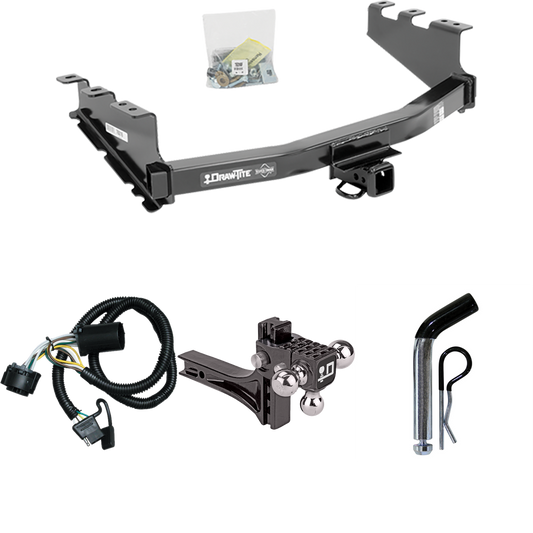 Fits 2019-2019 Chevrolet Silverado 1500 LD (Old Body) Trailer Hitch Tow PKG w/ 4-Flat Wiring + Adjustable Drop Rise Triple Ball Ball Mount 1-7/8" & 2" & 2-5/16" Trailer Balls + Pin/Clip By Draw-Tite