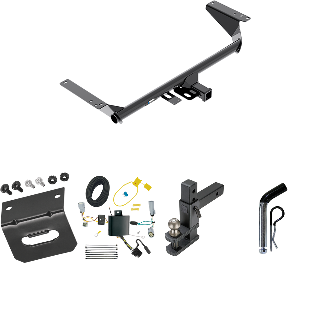 Fits 2017-2020 Chrysler Pacifica Trailer Hitch Tow PKG w/ 4-Flat Wiring Harness + Adjustable Drop Rise Clevis Hitch Ball Mount w/ 2" Ball + Pin/Clip + Wiring Bracket (For LX Models) By Reese Towpower