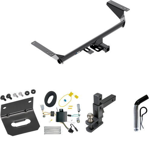 Fits 2017-2020 Chrysler Pacifica Trailer Hitch Tow PKG w/ 4-Flat Wiring Harness + Adjustable Drop Rise Clevis Hitch Ball Mount w/ 2" Ball + Pin/Clip + Wiring Bracket (For LX Models) By Reese Towpower