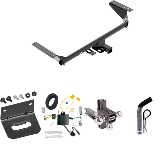 Fits 2022-2023 Chrysler Grand Caravan Trailer Hitch Tow PKG w/ 4-Flat Wiring Harness + Adjustable Drop Rise Triple Ball Ball Mount 1-7/8" & 2" & 2-5/16" Trailer Balls + Pin/Clip + Wiring Bracket (For (Canada Only) Models) By Reese Towpower