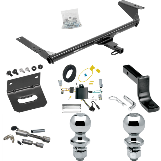 Fits 2017-2020 Chrysler Pacifica Trailer Hitch Tow PKG w/ 4-Flat Wiring Harness + Draw-Bar + 1-7/8" + 2" Ball + Wiring Bracket + Dual Hitch & Coupler Locks (For Touring Models) By Draw-Tite