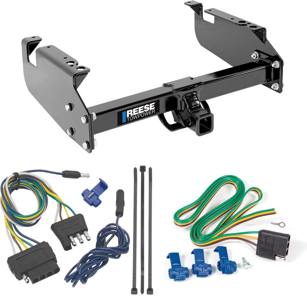 Fits 1999-2019 Ford F-450 Super Duty Trailer Hitch Tow PKG w/ 5-Flat Wiring Harness (For Cab & Chassis, w/34" Wide Frames Models) By Reese Towpower