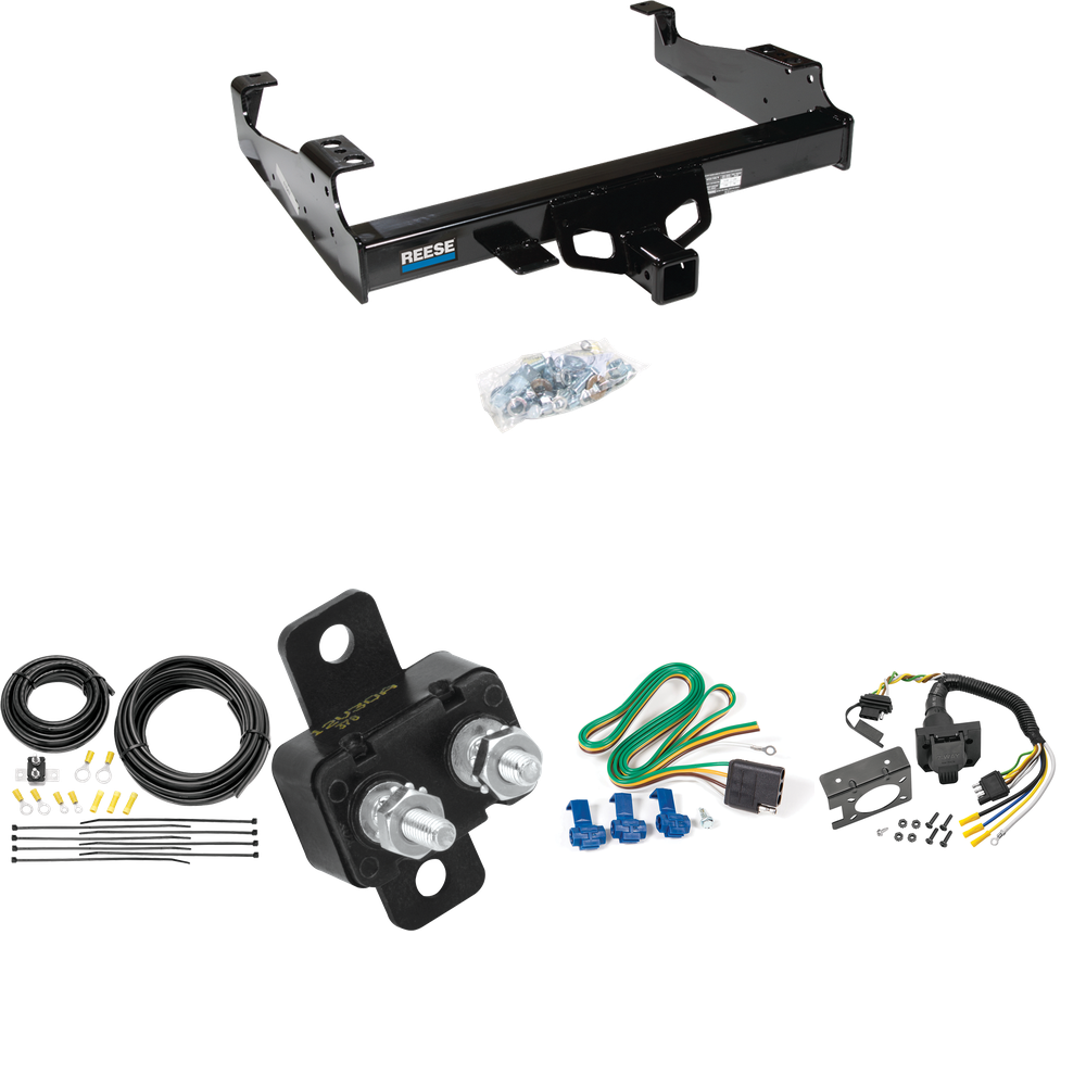 Fits 1999-2023 Ford F-450 Super Duty Trailer Hitch Tow PKG w/ 7-Way RV Wiring (For Cab & Chassis, w/34" Wide Frames Models) By Reese Towpower