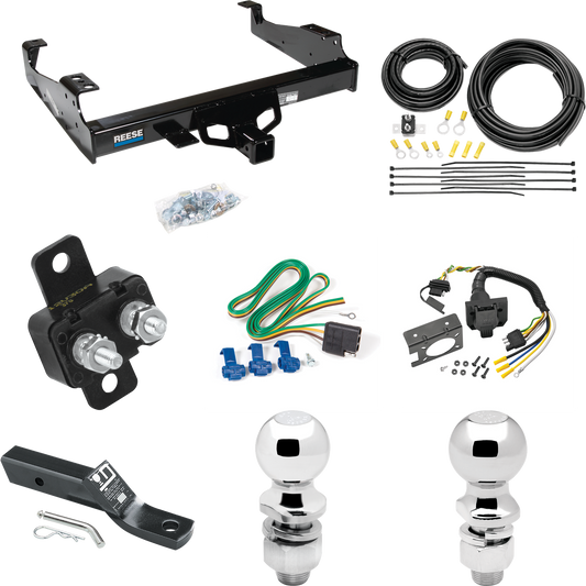 Fits 1999-2023 Ford F-550 Super Duty Trailer Hitch Tow PKG w/ 7-Way RV Wiring + 2" & 2-5/16" Ball + Drop Mount (For Cab & Chassis, w/34" Wide Frames Models) By Reese Towpower