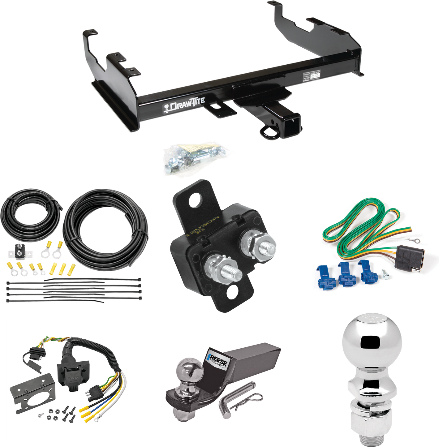 Fits 1969-1970 International 1100D Trailer Hitch Tow PKG w/ 7-Way RV Wiring + 2" & 2-5/16" Ball + Drop Mount By Draw-Tite