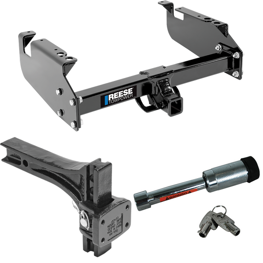 Fits 1999-2019 Ford F-450 Super Duty Trailer Hitch Tow PKG w/ Adjustable Pintle Hook Mounting Plate + Hitch Lock (For Cab & Chassis, w/34" Wide Frames Models) By Reese Towpower