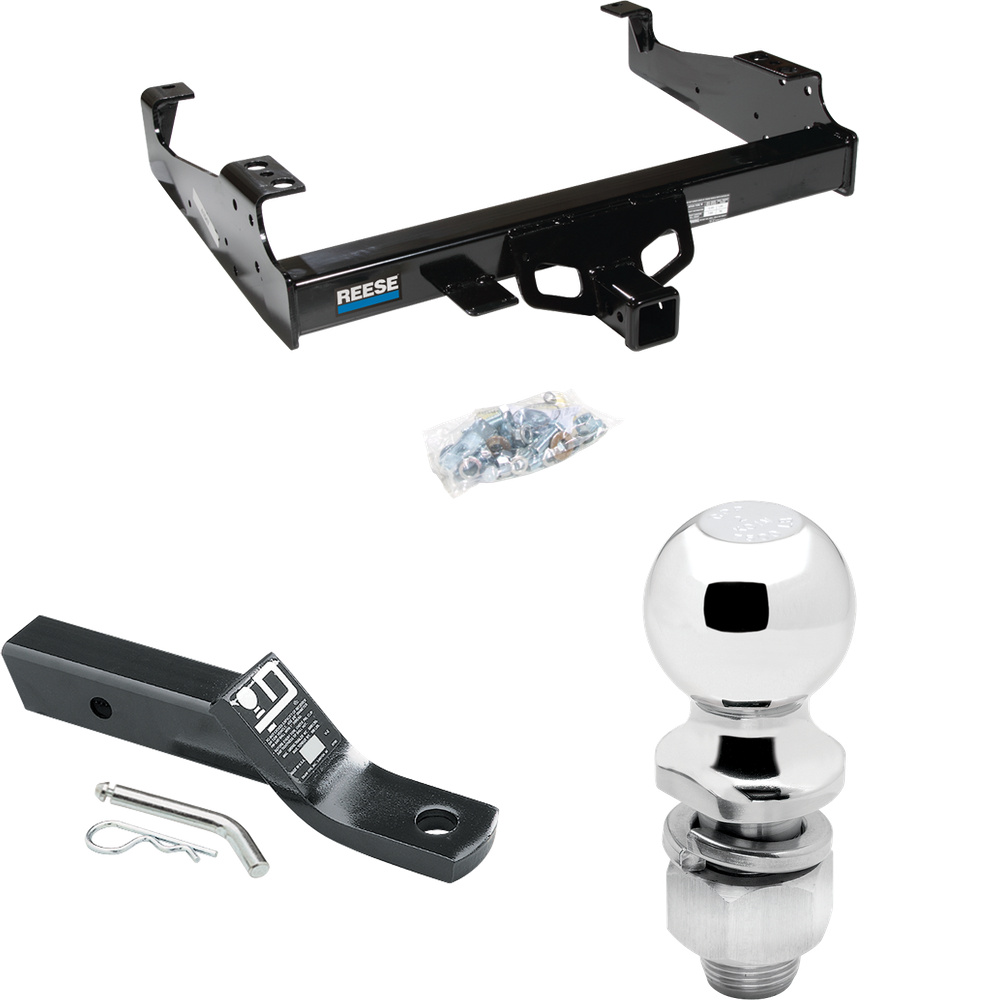 Fits 1999-2000 Ford F-350 Super Duty Trailer Hitch Tow PKG w/ Ball Mount w/ 2" Drop & 2" Ball (For Cab & Chassis, w/34" Wide Frames Models) By Reese Towpower