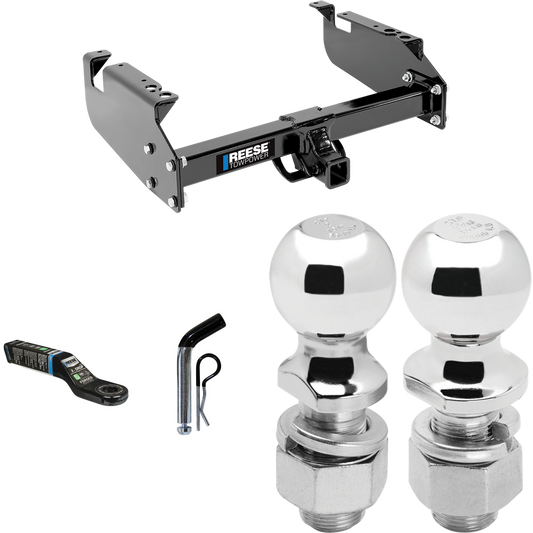 Fits 1999-2019 Ford F-550 Super Duty Trailer Hitch Tow PKG w/ Ball Mount w/ 2" Drop + Pin/Clip + 2" Ball + 2-5/16" Ball (For Cab & Chassis, w/34" Wide Frames Models) By Reese Towpower