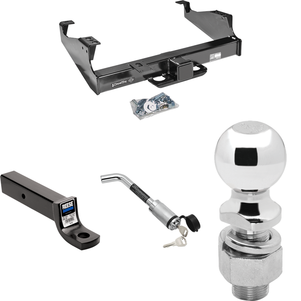 Fits 1999-2023 Ford F-450 Super Duty Trailer Hitch Tow PKG w/ Ball Mount w/ 3" Drop + Hitch Lock + 2-5/16" Ball (For Cab & Chassis, w/34" Wide Frames Models) By Draw-Tite