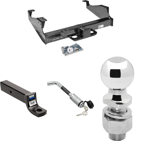 Fits 1999-2023 Ford F-450 Super Duty Trailer Hitch Tow PKG w/ Ball Mount w/ 3" Drop + Hitch Lock + 2-5/16" Ball (For Cab & Chassis, w/34" Wide Frames Models) By Draw-Tite