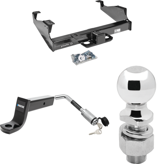 Fits 1999-2000 Ford F-350 Super Duty Trailer Hitch Tow PKG w/ Ball Mount w/ 5" Drop + Hitch Lock + 2-5/16" Ball (For Cab & Chassis, w/34" Wide Frames Models) By Draw-Tite