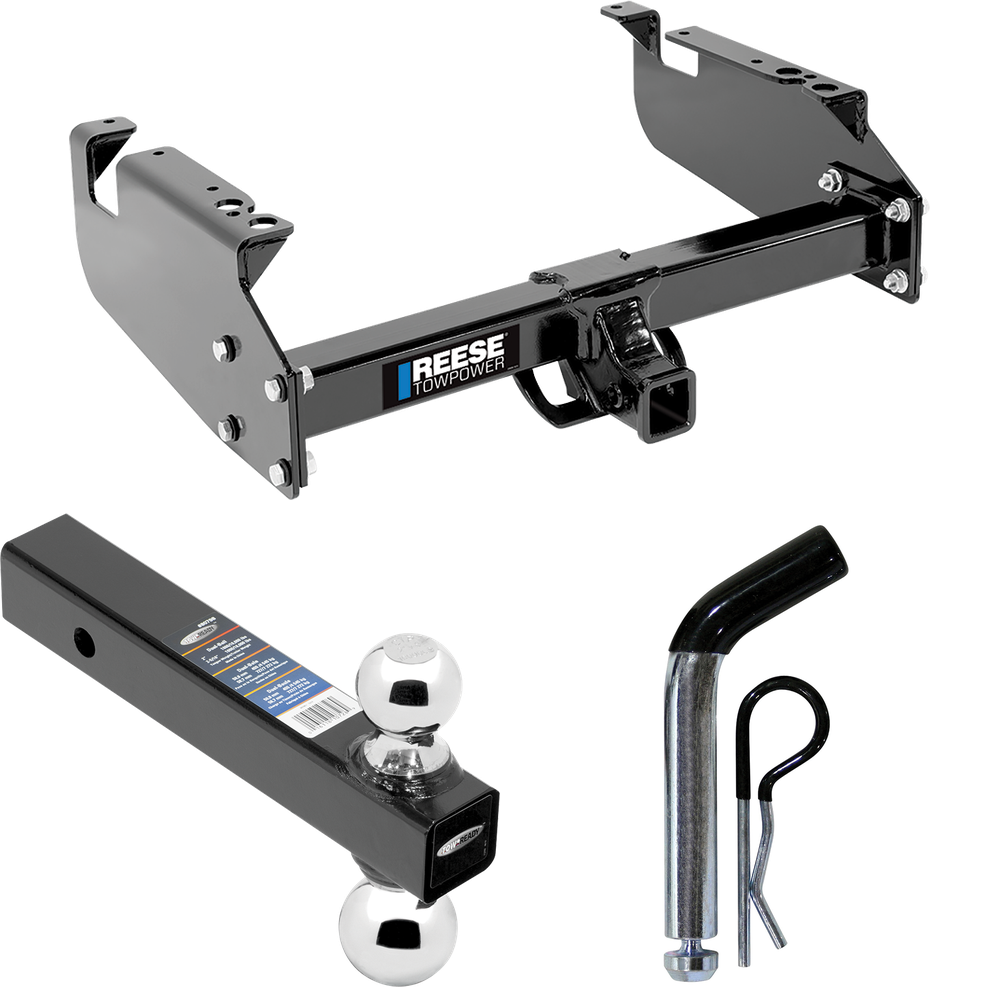 Fits 1999-2019 Ford F-550 Super Duty Trailer Hitch Tow PKG w/ Dual Ball Ball Mount 2" & 2-5/16" Trailer Balls + Pin/Clip (For Cab & Chassis, w/34" Wide Frames Models) By Reese Towpower