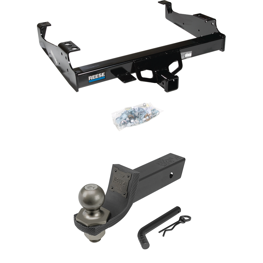 Fits 1999-2023 Ford F-550 Super Duty Trailer Hitch Tow PKG + Interlock Tactical Starter Kit w/ 2" Drop & 2" Ball (For Cab & Chassis, w/34" Wide Frames Models) By Reese Towpower