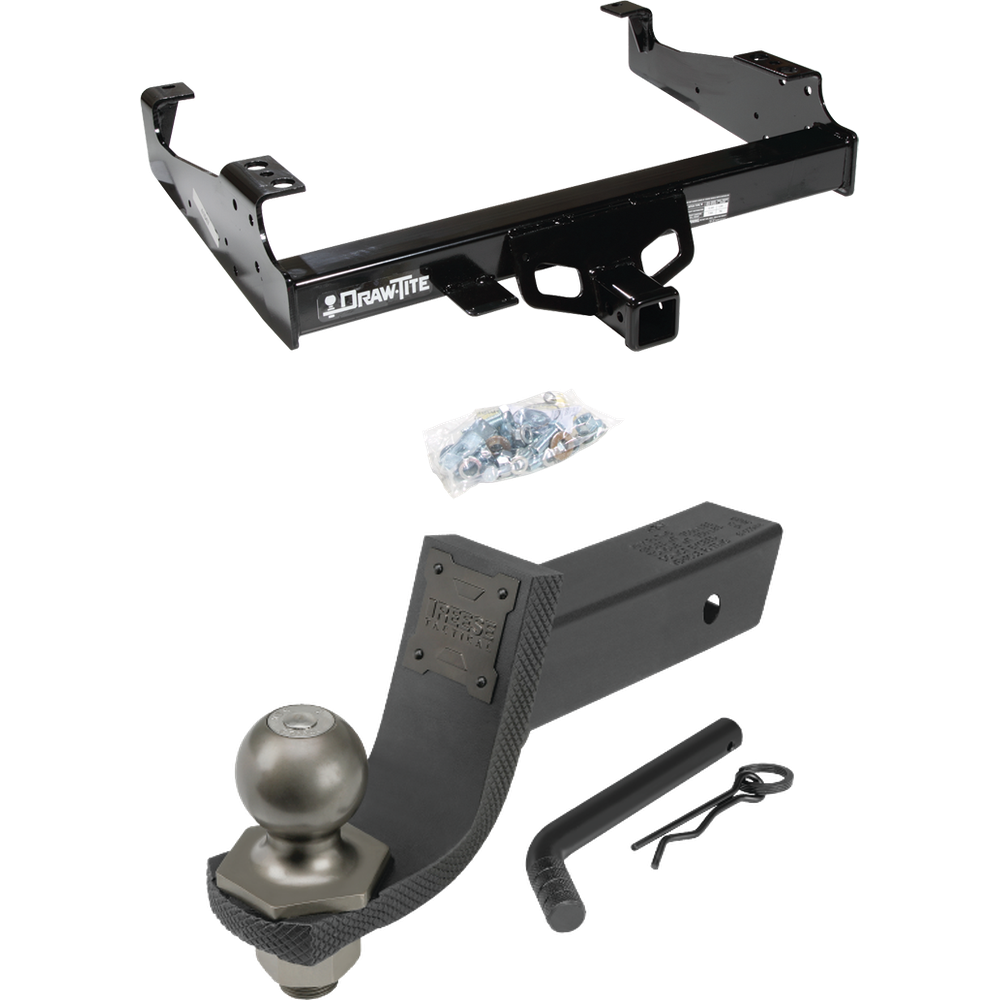 Fits 1999-2023 Ford F-450 Super Duty Trailer Hitch Tow PKG + Interlock Tactical Starter Kit w/ 3-1/4" Drop & 2" Ball (For Cab & Chassis, w/34" Wide Frames Models) By Draw-Tite