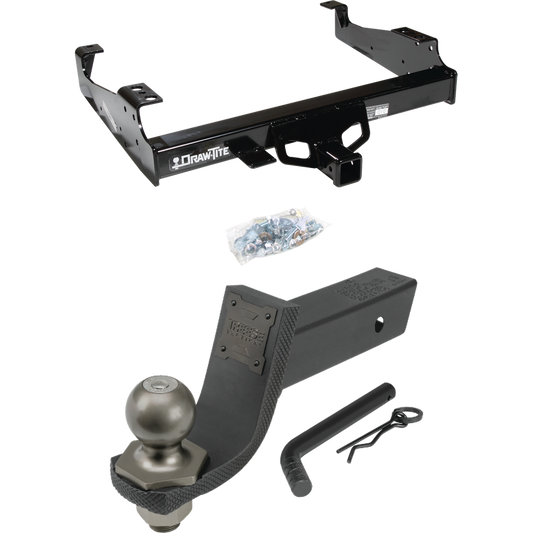 Fits 1999-2023 Ford F-450 Super Duty Trailer Hitch Tow PKG + Interlock Tactical Starter Kit w/ 3-1/4" Drop & 2" Ball (For Cab & Chassis, w/34" Wide Frames Models) By Draw-Tite