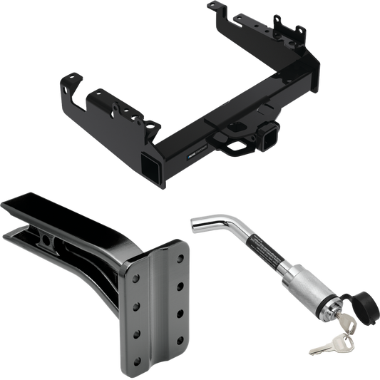 Fits 2019-2023 Ford F-550 Super Duty Trailer Hitch Tow PKG w/ Pintle Hook Mounting Plate + Hitch Lock (For Cab & Chassis, w/34" Wide Frames Models) By Reese Towpower