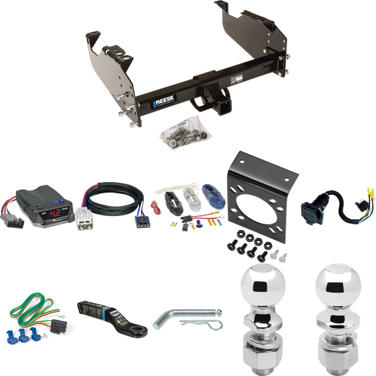 Fits 2005-2007 Ford F-350 Super Duty Trailer Hitch Tow PKG w/ Tekonsha BRAKE-EVN Brake Control + Plug & Play BC Adapter + 7-Way RV Wiring + 2" & 2-5/16" Ball & Drop Mount (For Cab & Chassis, w/34" Wide Frames Models) By Reese Towpower