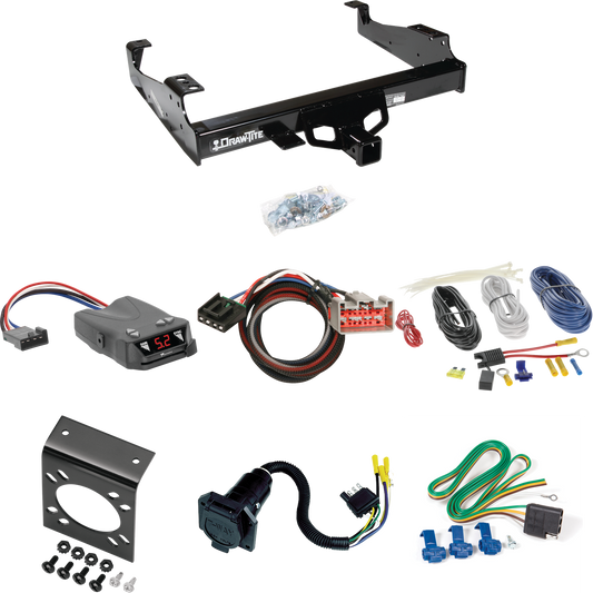 Fits 1999-2000 Ford F-350 Super Duty Trailer Hitch Tow PKG w/ Tekonsha Brakeman IV Brake Control + Plug & Play BC Adapter + 7-Way RV Wiring (For Cab & Chassis, w/34" Wide Frames Models) By Draw-Tite