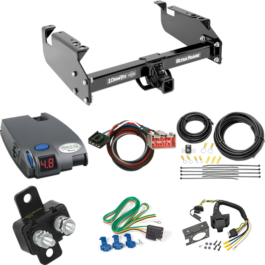 Fits 2017-2019 Ford F-550 Super Duty Trailer Hitch Tow PKG w/ Tekonsha Primus IQ Brake Control + Plug & Play BC Adapter + 7-Way RV Wiring (For Cab & Chassis, w/34" Wide Frames Models) By Draw-Tite