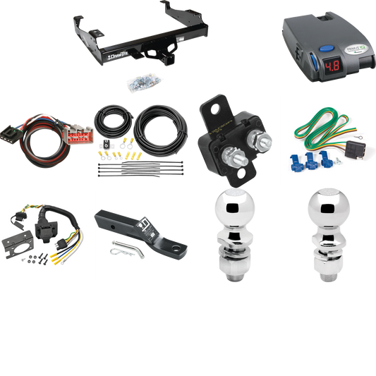 Fits 1999-2004 Ford F-550 Super Duty Trailer Hitch Tow PKG w/ Tekonsha Primus IQ Brake Control + Plug & Play BC Adapter + 7-Way RV Wiring + 2" & 2-5/16" Ball & Drop Mount (For Cab & Chassis, w/34" Wide Frames Models) By Draw-Tite