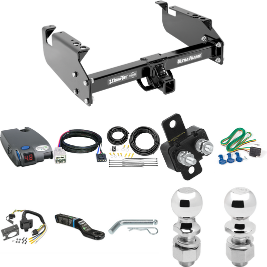 Fits 2005-2007 Ford F-550 Super Duty Trailer Hitch Tow PKG w/ Tekonsha Primus IQ Brake Control + Plug & Play BC Adapter + 7-Way RV Wiring + 2" & 2-5/16" Ball & Drop Mount (For Cab & Chassis, w/34" Wide Frames Models) By Draw-Tite