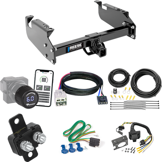 Fits 2005-2007 Ford F-350 Super Duty Trailer Hitch Tow PKG w/ Tekonsha Prodigy iD Bluetooth Wireless Brake Control + Plug & Play BC Adapter + 7-Way RV Wiring (For Cab & Chassis, w/34" Wide Frames Models) By Reese Towpower