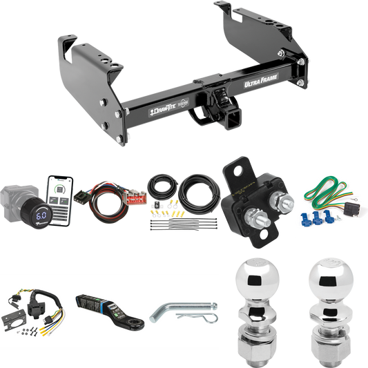 Fits 2008-2016 Ford F-450 Super Duty Trailer Hitch Tow PKG w/ Tekonsha Prodigy iD Bluetooth Wireless Brake Control + Plug & Play BC Adapter + 7-Way RV Wiring + 2" & 2-5/16" Ball & Drop Mount (For Cab & Chassis, w/34" Wide Frames Models) By Draw-Tite