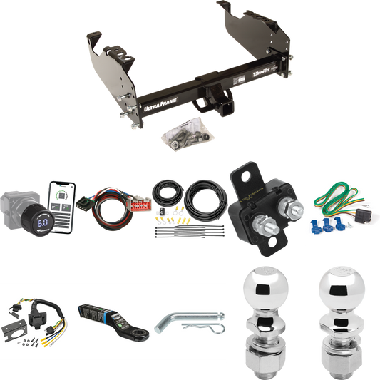 Fits 2017-2019 Ford F-450 Super Duty Trailer Hitch Tow PKG w/ Tekonsha Prodigy iD Bluetooth Wireless Brake Control + Plug & Play BC Adapter + 7-Way RV Wiring + 2" & 2-5/16" Ball & Drop Mount (For Cab & Chassis, w/34" Wide Frames Models) By Draw-Tite