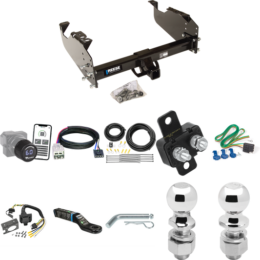 Fits 2005-2007 Ford F-450 Super Duty Trailer Hitch Tow PKG w/ Tekonsha Prodigy iD Bluetooth Wireless Brake Control + Plug & Play BC Adapter + 7-Way RV Wiring + 2" & 2-5/16" Ball & Drop Mount (For Cab & Chassis, w/34" Wide Frames Models) By Reese Towp