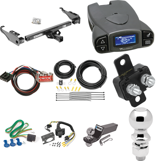 Fits 1999-2000 Ford F-350 Super Duty Trailer Hitch Tow PKG w/ Tekonsha Prodigy P3 Brake Control + Plug & Play BC Adapter + 7-Way RV Wiring + 2" & 2-5/16" Ball & Drop Mount (For Cab & Chassis, w/34" Wide Frames Models) By Draw-Tite