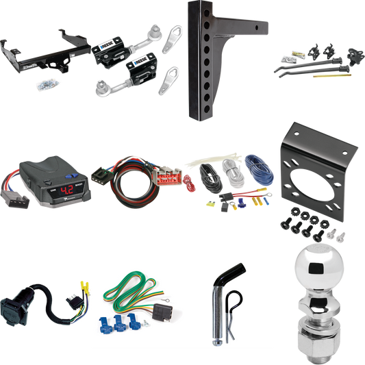 Fits 2017-2023 Ford F-550 Super Duty Trailer Hitch Tow PKG w/ 12K Trunnion Bar Weight Distribution Hitch + Pin/Clip + Dual Cam Sway Control + 2-5/16" Ball + Tekonsha BRAKE-EVN Brake Control + Plug & Play BC Adapter + 7-Way RV Wiring (For Cab & Chassi