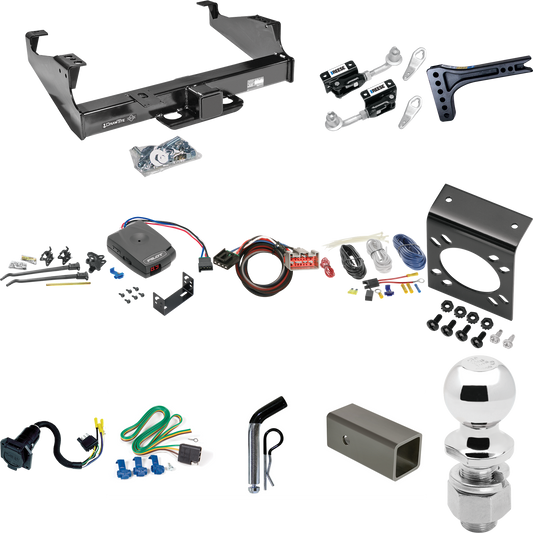 Fits 1999-2016 Ford F-550 Super Duty Trailer Hitch Tow PKG w/ 15K Trunnion Bar Weight Distribution Hitch + Pin/Clip + Dual Cam Sway Control + 2-5/16" Ball + Pro Series Pilot Brake Control + Plug & Play BC Adapter + 7-Way RV Wiring (For Cab & Chassis,