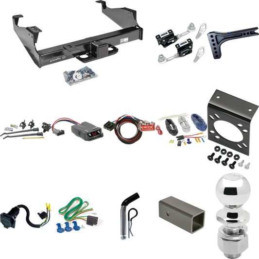 Fits 2017-2023 Ford F-550 Super Duty Trailer Hitch Tow PKG w/ 15K Trunnion Bar Weight Distribution Hitch + Pin/Clip + Dual Cam Sway Control + 2-5/16" Ball + Tekonsha Brakeman IV Brake Control + Plug & Play BC Adapter + 7-Way RV Wiring (For Cab & Chas