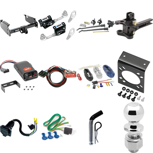 Fits 2017-2019 Ford F-550 Super Duty Trailer Hitch Tow PKG w/ 17K Trunnion Bar Weight Distribution Hitch + Pin/Clip + Dual Cam Sway Control + 2-5/16" Ball + Pro Series POD Brake Control + Plug & Play BC Adapter + 7-Way RV Wiring (For Cab & Chassis, w