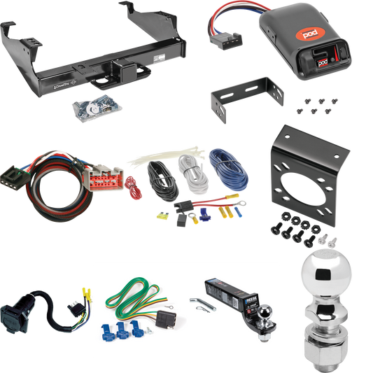 Fits 2017-2023 Ford F-450 Super Duty Trailer Hitch Tow PKG w/ Pro Series POD Brake Control + Plug & Play BC Adapter + 7-Way RV Wiring + 2" & 2-5/16" Ball & Drop Mount (For Cab & Chassis, w/34" Wide Frames Models) By Draw-Tite