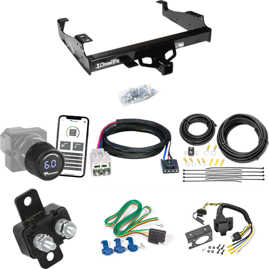 Fits 2005-2007 Ford F-550 Super Duty Trailer Hitch Tow PKG w/ Tekonsha Prodigy iD Bluetooth Wireless Brake Control + Plug & Play BC Adapter + 7-Way RV Wiring (For Cab & Chassis, w/34" Wide Frames Models) By Draw-Tite