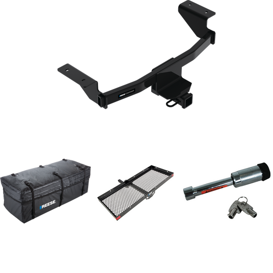 Fits 2021-2023 Ford Mustang Mach-E Trailer Hitch Tow PKG w/ 48" x 20" Cargo Carrier + Cargo Bag + Hitch Lock By Reese Towpower